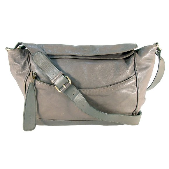 VANESSA BRUNO Barn Wood Grey Flap Over Bag